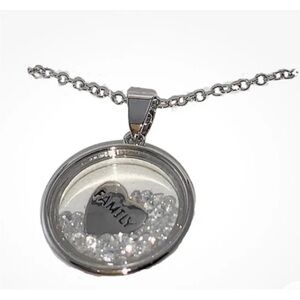 Silver Heart Family Pendant Necklace